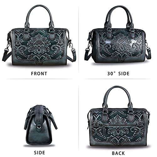 Genuine Leather Top Handle Handbag For Women Handmade Vintage Satchel Retro Cowhide Crossbody Handbags Purse Hobo Bag (Darkgrey) #TOP3