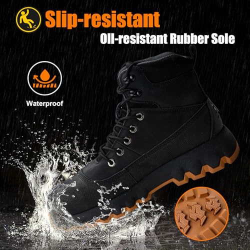 Mens work boots Composite Toe Boots for Men Genuine Leather Rubber Sole No Slip Waterproof Shoes Industrial & Construction Safety boots3