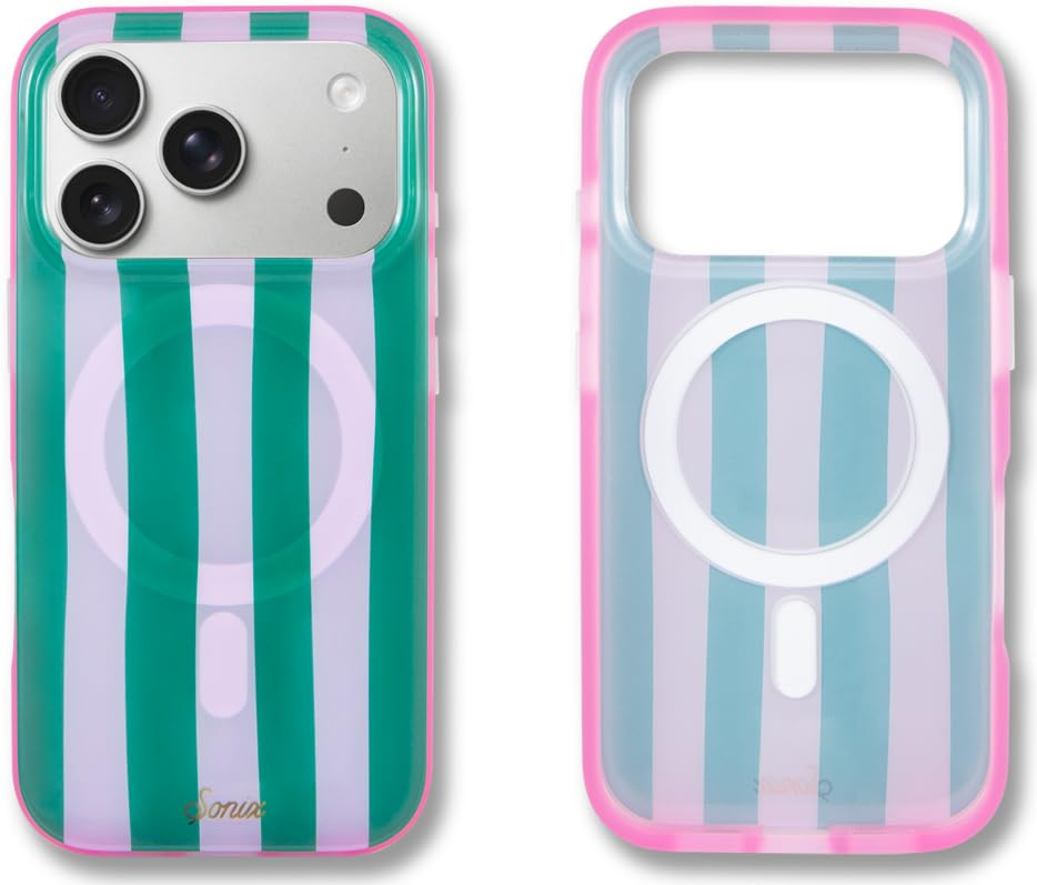 Sonix Case for iPhone 17 Pro | Compatible with MagSafe | 10ft Drop Tested | Jelly Stripe Green/Pink