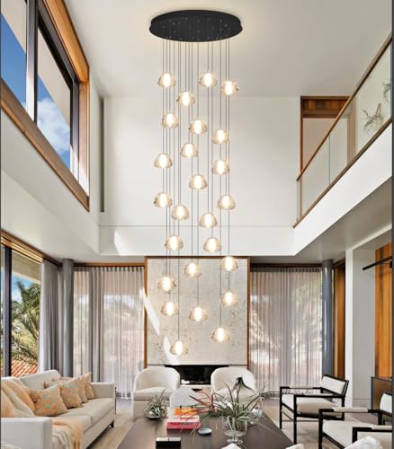 Image of 177'' Long Large Crystal Chandeliers 25-Lights LED Chandeliers for High Ceiling Handing Light Fixture for Hallway Foyer Staircase