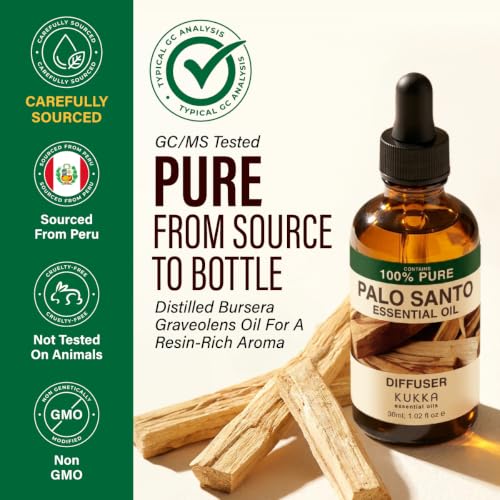 Image of 100% Pure Palo Santo Oil - 1 Fl Oz Palo Santo Essential Oil for Hair, Skin, Diffuser, Aromatherapy & DIY Soap Making Scent
