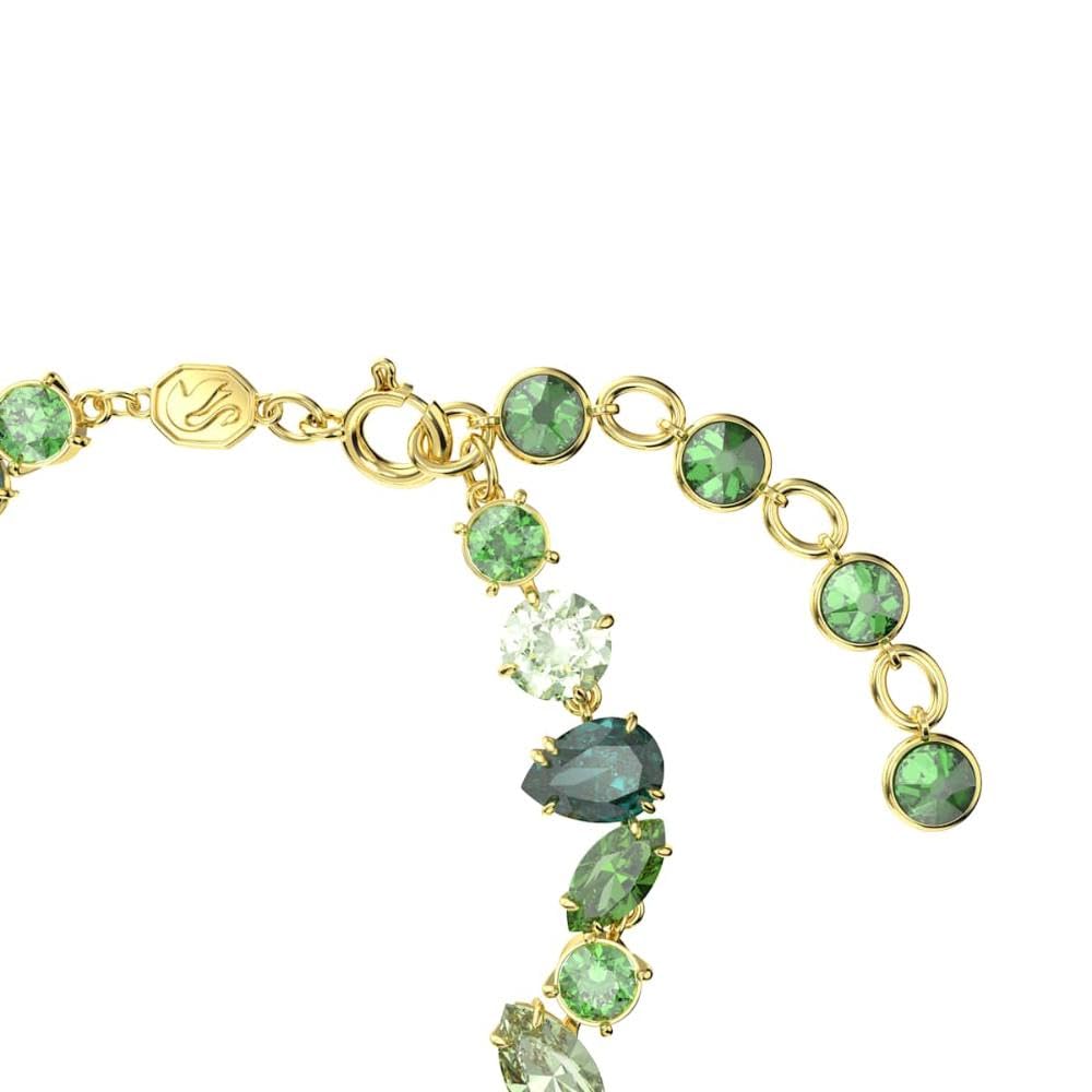Swarovski Bransoletka Gema, Szlify różnorodne, Zielona, Wykończenie z 18-karatowego złota