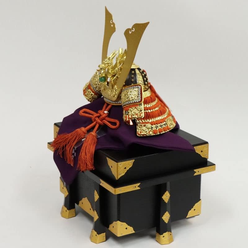 兜 平飾り 12号 幅62cm（245to0424）武久 一枚物 朱赤縅 龍頭 京甲冑 【ちゃ】 二曲金屏風 ym1086（gk17