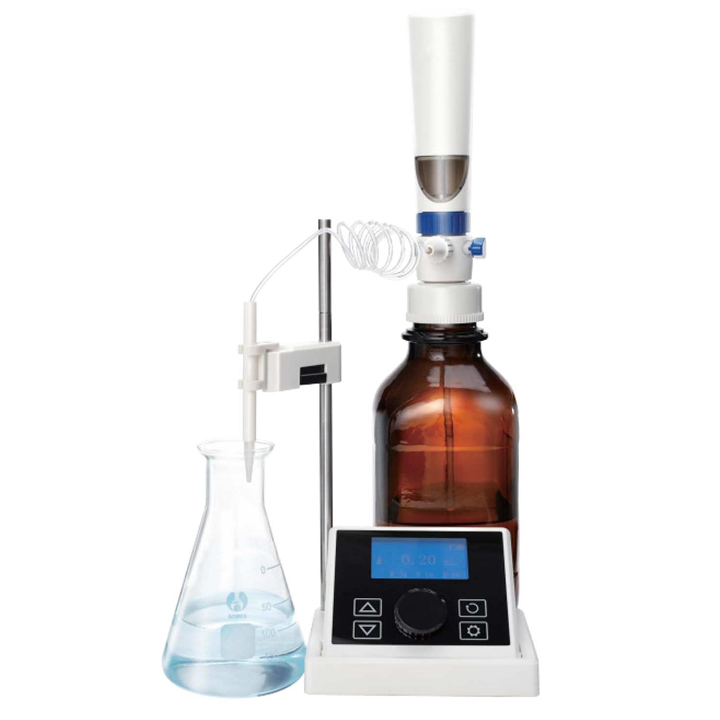 Digitaler Flüssigkeitsspender, elektronische Bürette für genaue Reagenzdosierung, 0,01-99,99 ml mit LCD-Bildschirm, kontinuierliche und wiederholte Pipettiermodi