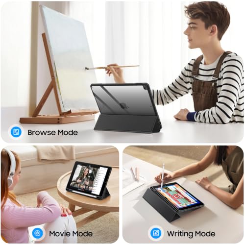 Image of Fintie Hybrid Slim Case for iPad 8th Generation (2020) / 7th Gen (2019) 10.2 Inch - [Built-in Pencil Holder] Shockproof Cover with Clear Transparent Back Shell, Auto Wake /Sleep, Black