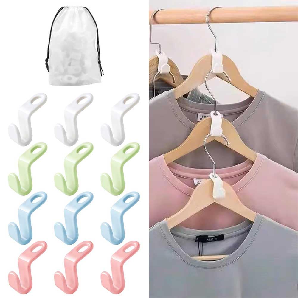 Qalviora Multicolour Heavy Duty Clothes Hanger Connector Hooks, Space Saving Hangers, Wardrobe Organiser For Coat Storage College Dorm Home Closet Accessories (60)