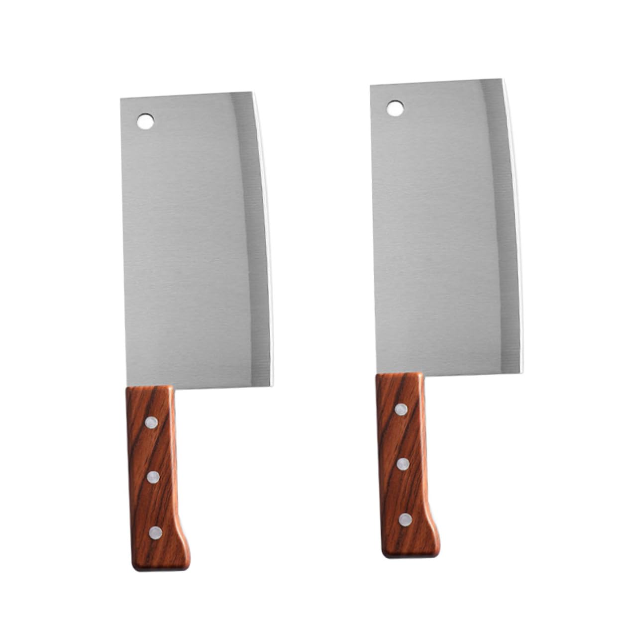 OFFSCH Stainless Steel Chopper Knife 2-piece Set Wooden Handle Kitchen Tool Meat and Vegetable Cutter Ideal for Home and Restaurant
