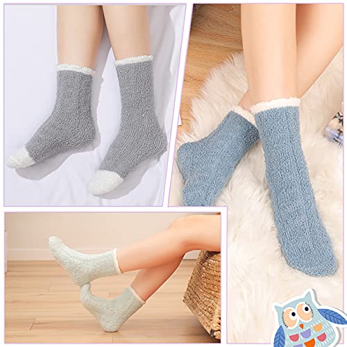 Image of Pleneal Fuzzy Socks - 7 Fluffy Cozy Slipper Socks, Womens Socks