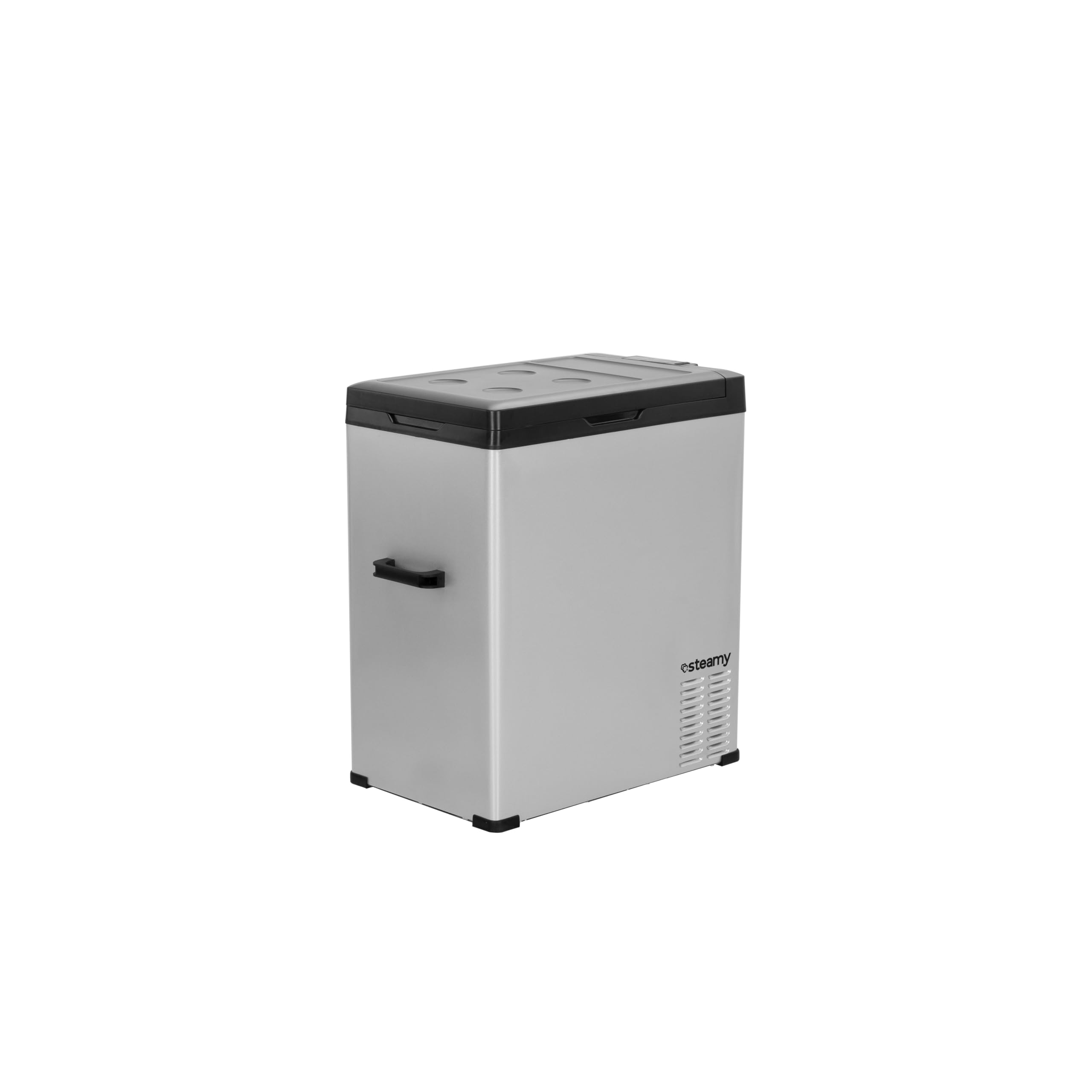 Steamy-E Single Zone 75, Frigorifero Elettrico a Compressore, 12/24V DC e 100-240V AC, per Congelare e Raffreddare da -20℃ a +20℃, Ideale per il Campeggio, 64 Litri, Argento