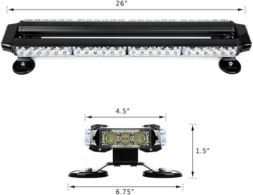 Miniatura 4 de NO. 32 26" 54 LED 7 modo flash Asesor de tráfico de doble cara advertencia de emergencia seguridad vehículo techo superior barra de luz