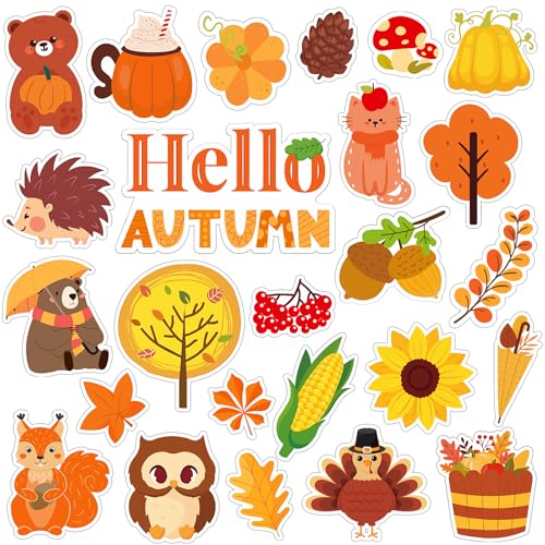 MARFOREVER 50 PCS Fall Gel Window Clings Decals Party Decorations Supplies