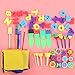 Respicefinem 57Pcs Sponge Paint Brushes Letters Stamp Kits Drawing Apron Toys for Early Learning Toddlers All Materials Safe and Non Brush Head Made of Sponge Soft Comfortable