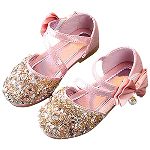 Girls Wedding Sandals Children's Girls Crystal Dress Shoes Glitter Princess Sandals Children's Sandals Spring Summer (Pink-a, 6.5 Toddler)