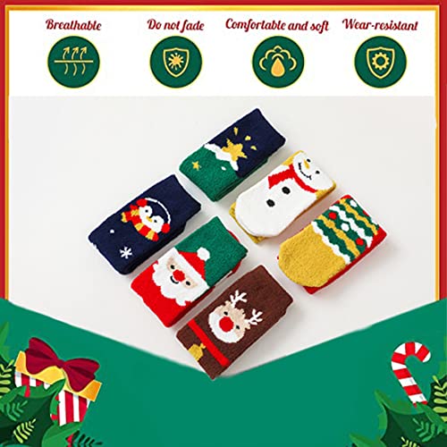MarJunSep Kids Christmas Fuzzy Socks Toddler Christmas Gifts Stocking Stuffers Cozy Fluffy Knee High Long Calf Boot Socks 1-7 Years2