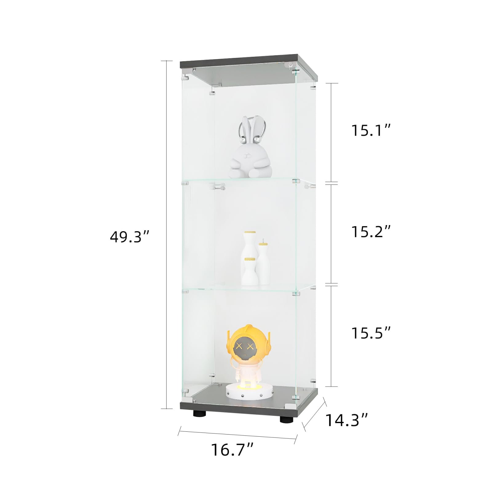Jeerbly Vetrina in vetro, vetrina monopanta per soggiorno, camera da letto, ufficio, blg-15