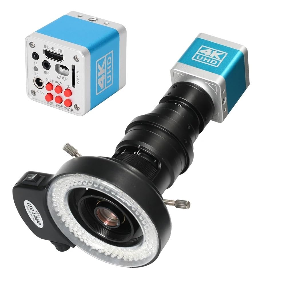 Microscope UHD 4K 41MP 500X 200X HDMI USB Type-C 3.0 IMX334 Sensor Industrial Digital Electronic Soldering Microscope Camera for PCB Repair(200X Full Kit)