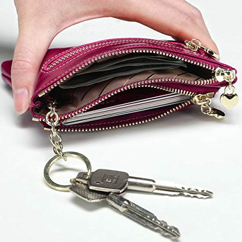 Itslife Women's Triple Zipper Leather Coin Purse Change Wallet Coin Pouch Rfid Card Holder With Key Ring #TOP4