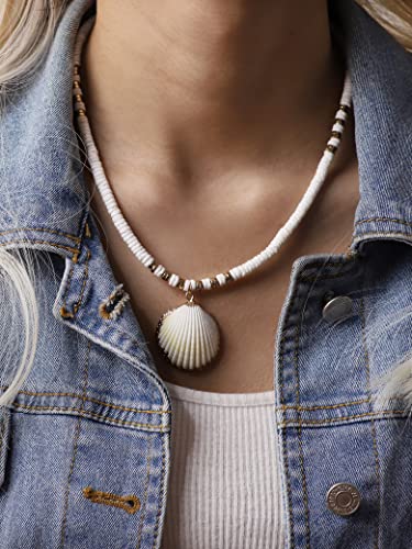 MINACHI Bohemian White Seashell Necklace, Summer Beach Shell Charm Necklace Gifts for Women4