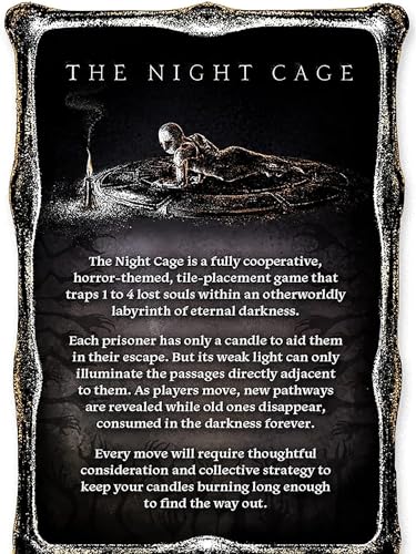 the night cage by smirk and dagger a spooky cooperative strategy game 1-5 players lost in a dark maze with only a candle fun horror themed tile laying and perfect for game night adults teens 14