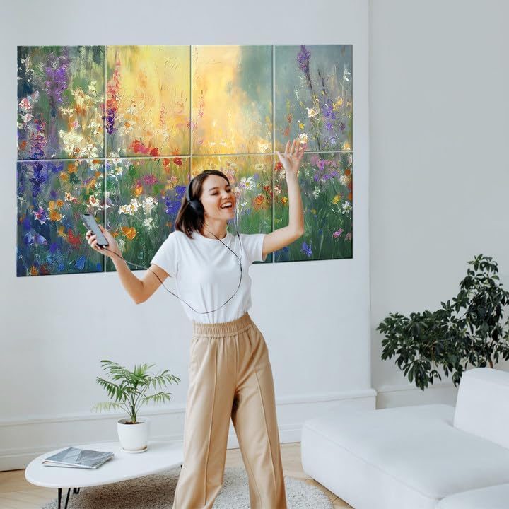 Miniatura 2 de Paquete de 8 paneles acústicos artísticos, paneles de pared acústicos decorativos de 48 x 32 pulgadas, paneles de pared insonorizados de alta