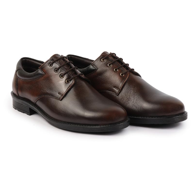 Image of FAUSTO Men's Genuine Burnish Leather Formal Lace Up Derby Shoes for Office|Work