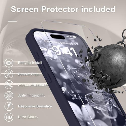 Image of YENAPOON for iPhone 16 Pro Max Case, Matte Magnetic Phone Cover [with 1 Screen Protector] [Support for MagSafe] [Shockproof Military Grade Protection] Translucent Frosted Back, Deep Purple