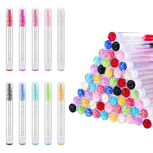 Oqqlin 200 Pack Mascara Wand Tube Set, 100 Pcs Adjustable Eyelash Brushes 100 Pcs Empty Travel Container Tubes Disposable Colorful Lash Makeup Tool for Eyelash Extensions (10 Color)
