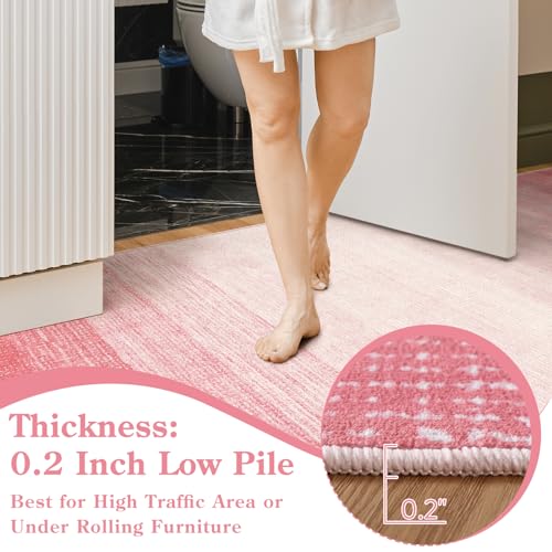 Tapete Wonnitar 3'x5' Lavable Rosa Para Niñas miniatura 6