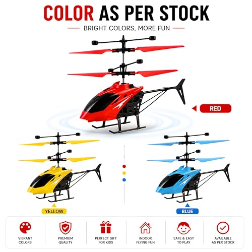 Image of JOYMAX RC Gesture Sensing Helicopter Toy with Dual LED Lights, Hand Sensor Flying Toy, Infrared Control, Durable Indoor Flying Helicopter for Kids, 18 cm, Multicolor