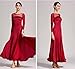 HEARTTOUCH Women's Ballroom Dance Competition Dress Modern Waltz Tango Standard Dress Long Sleeve Performance Costumes (Red,L,Large)