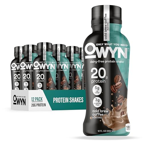 OWYN Only What You Need Cold Brew Coffee Flavored Protein Shake, 20g Protein, 4g Sugar, 3g Fiber, Dairy Free, Plant Based Protein Drink, 12 Count