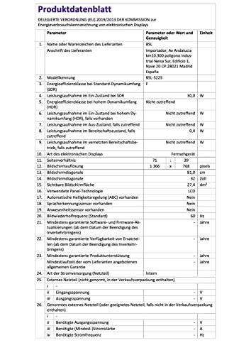 BSL-Television-32-Pulgadas-Smart-TV-Sistema-Operativo-Android-90-Sintonizador-DVBT2-Conectividad-WiFi-y-RJ45-HD-Ready-8GB-de-Memoria-USB-Multimedia
