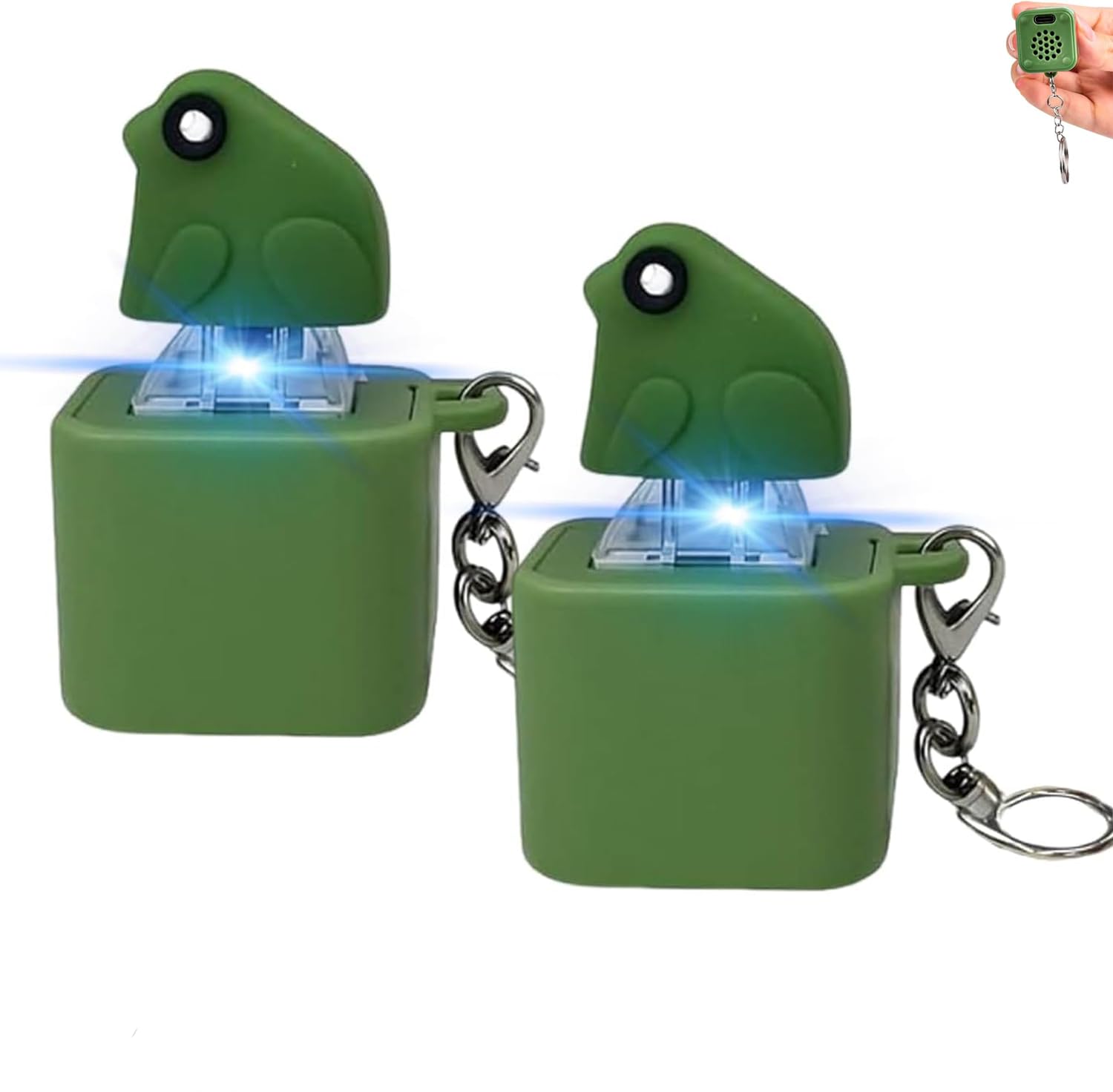 Vibbang 2 PCS Croaking Frog Keychain Cute, Rechargeable Frogs kids Fidget Toys Adults, Stress Relief Fidget Keychain with Lights, Frog Keyring, Desk Decor for Adult Student Workplace School Travel