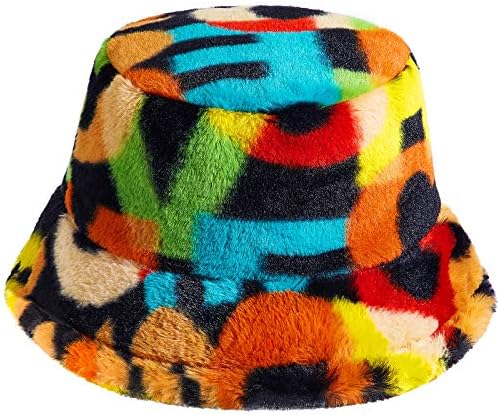 Colorful Faux Fur Bucket Hat Multi 