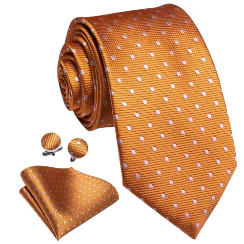 Image of Dubulle Mens Paisley Striped Tie Woven Necktie for Men and Handkerchief Cufflinks Set Wedding Formal Business