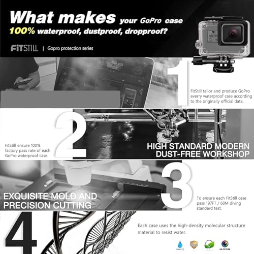 Image of FitStill Waterproof Housing for GoPro HERO 2018 /7 /6 /5 Black, Protective 45m Underwater Dive Case Shell with Bracket Accessories for Go Pro Hero7 Hero6 Hero5 Action Camera