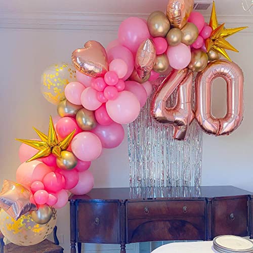 Image of 40 Inch Rose Gold 40 Number Balloons Giant Jumbo Huge 40 Foil Mylar Helium Number Digital Balloons Rose Gold Birthday Mylar Digital Balloons 40th Birthday Party 40th Anniversary Events Party