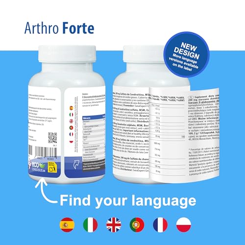 SanaExpert® Arthro Forte, Nahrungsergänzung für Gelenke, Knochen, Knorpel mit MSM, Glucosaminsulfat, Weihrauch, Chondroitin, ohne Zusätze, 120 Kapseln