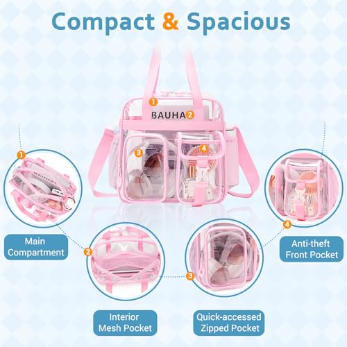 Image of Clear Tote Bag, Heavy Duty PVC 12x 12x6 in Clear Bag for Stadium Events for Women Men