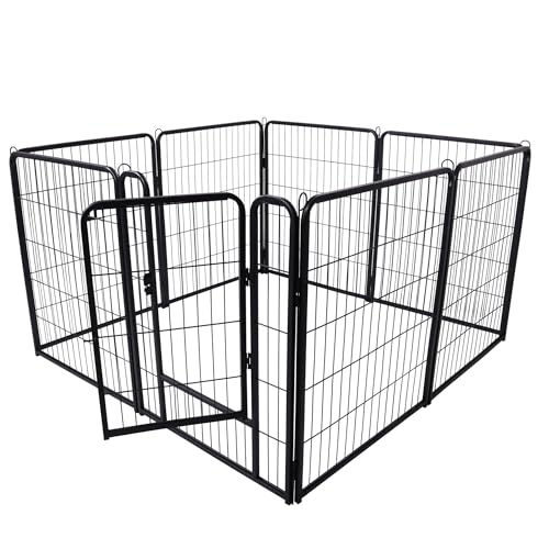 LZQ Recinto per cuccioli Recinto per cuccioli fai da te, Recinto per cani pieghevole con porta, Recinto per cani per appartamento 8 pannelli a griglia da 80 x 65 cm ciascuno per cani appartamento e