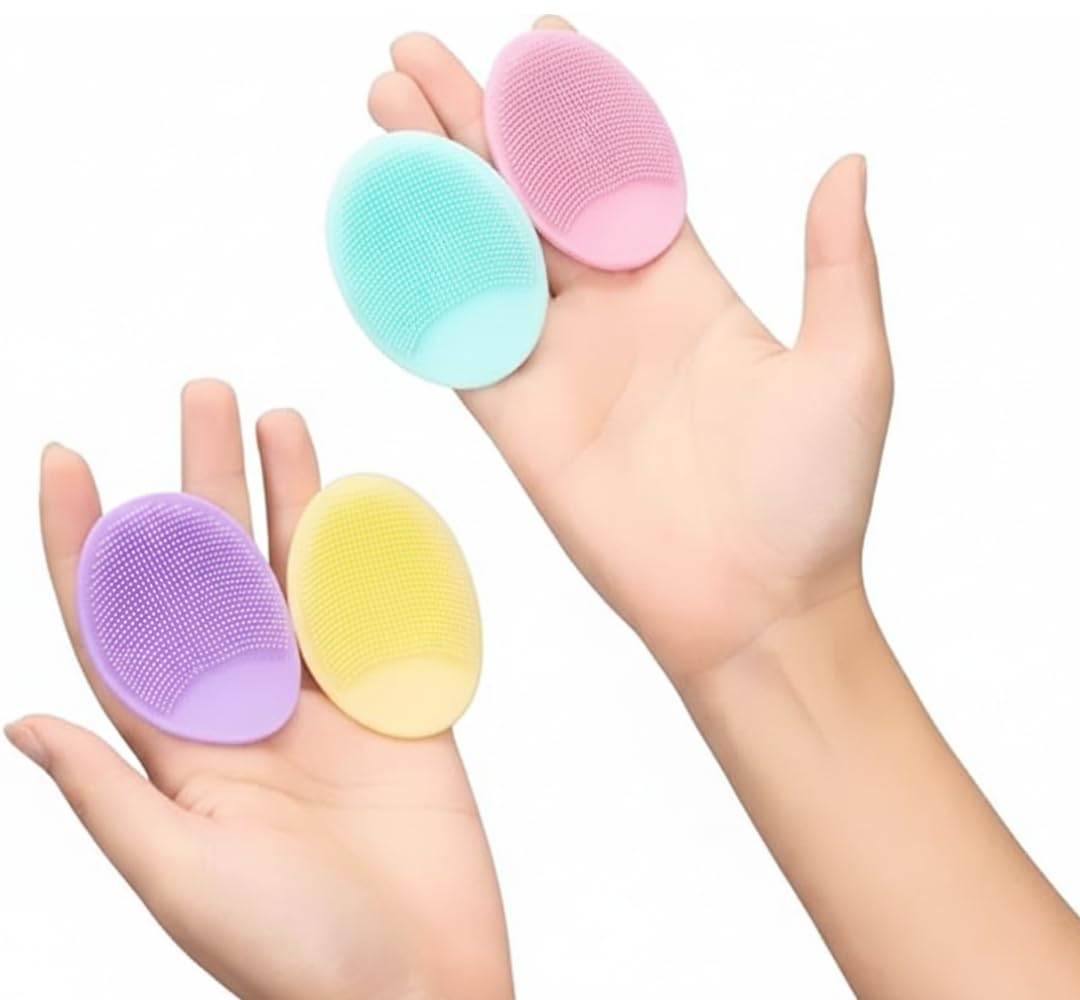 Silicone Face Scrubber with Soft Dot Bristles, Facial Cleansing Brush for Deep Cleaning and Blackhead Removal, Multicolour, Pack of 2-image-13