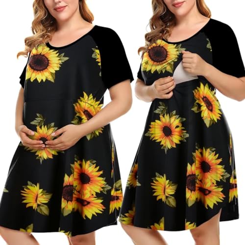 Image of MONNURO Women's Plus Size Labor and Delivery Gown Nursing Nightgown Maternity Sleepwear Dress for Breastfeeding