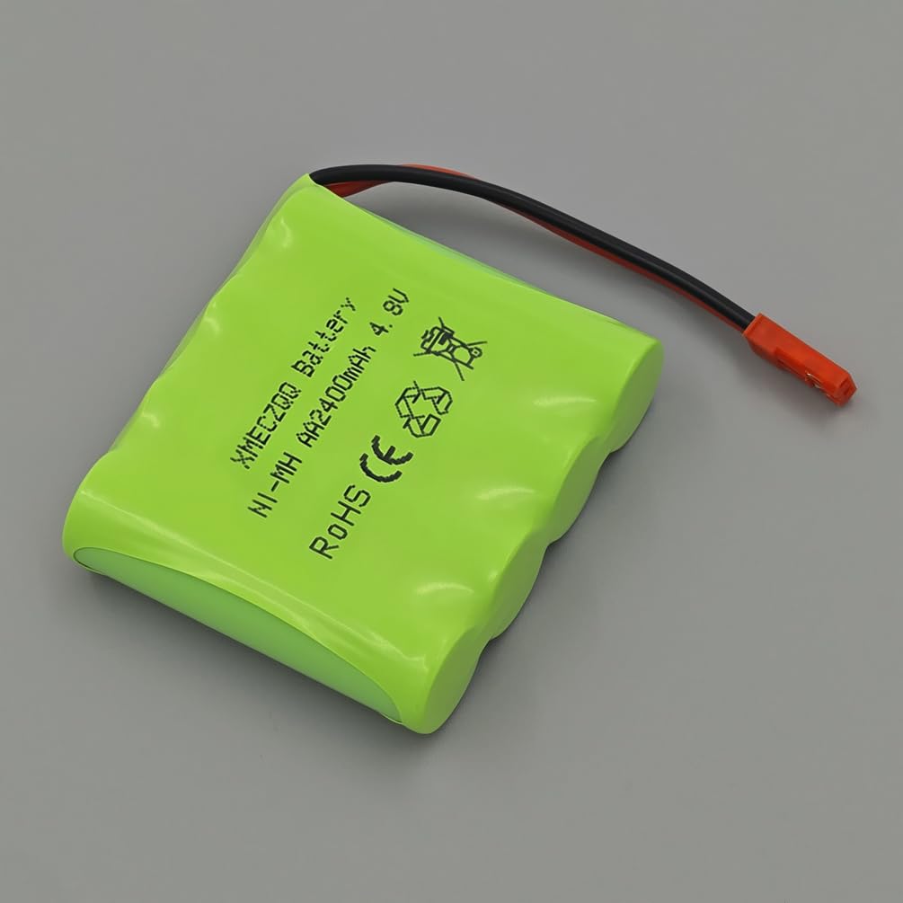 Batteria NiMH 4,8 V 2400 mAh, 2 batterie di riserva RC con spina JST, adatta per giocattoli telecomandati come auto telecomandate, veicoli di ingegneria telecomandati, telecomando