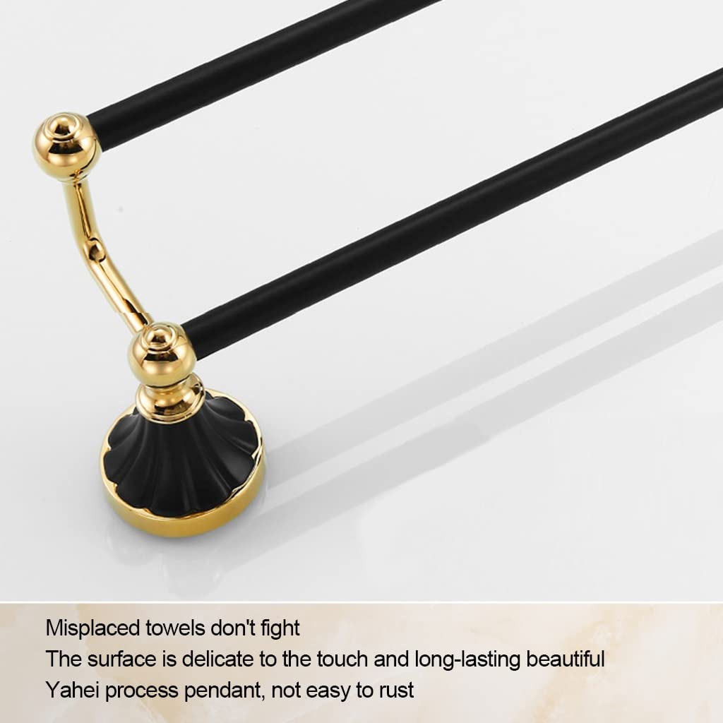 Toalleros Rieles Estante Retro Europeo Baño Negro Perforado Dorado Baño Riel Creativo Necesario-Varilla única