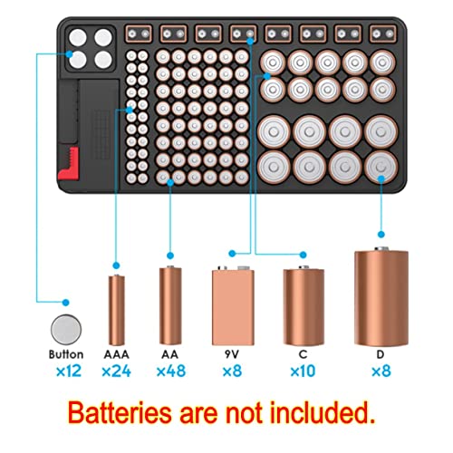 JZK Custodia organizer per batterie con tester per...