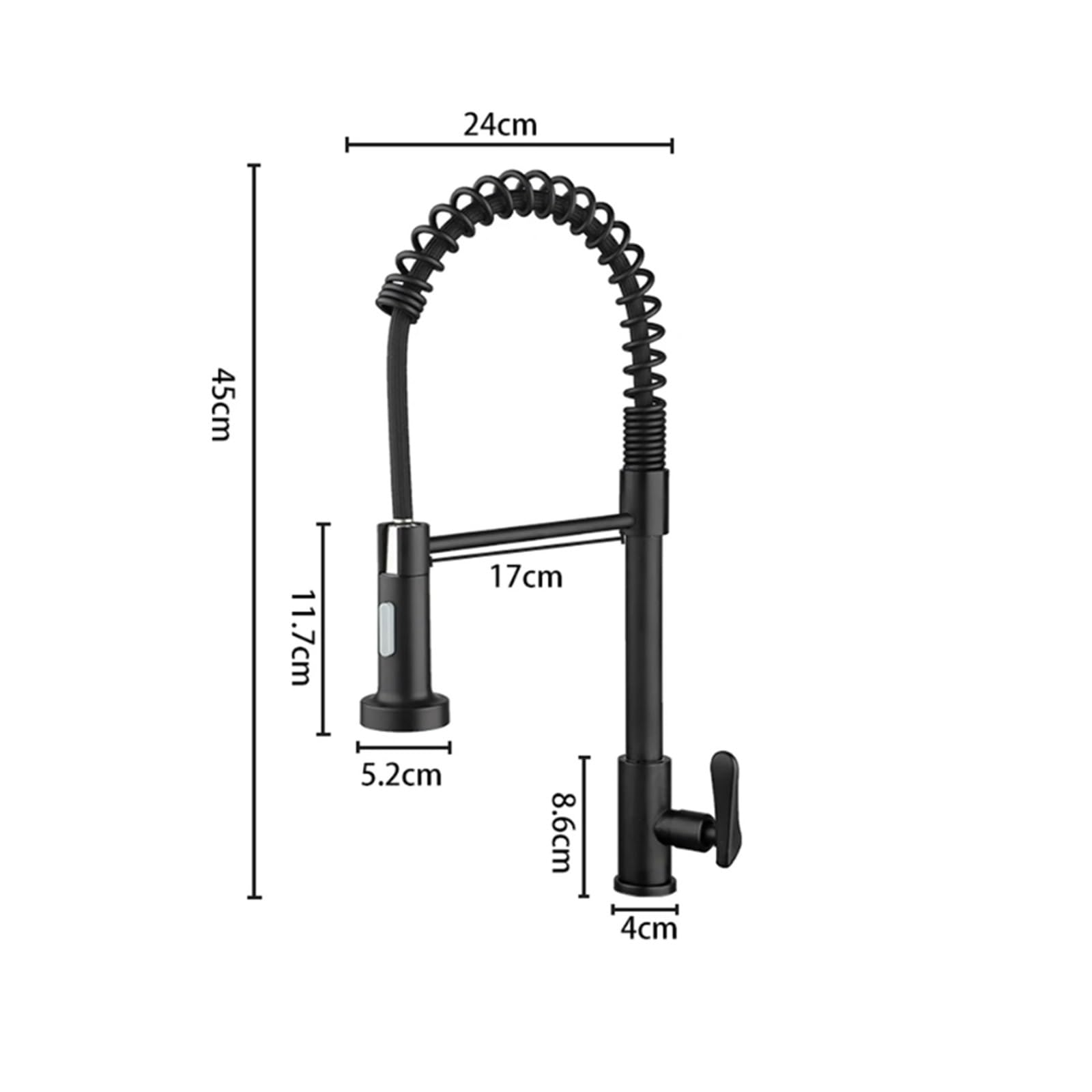Grifo de Cocina Moderno de Acero Inoxidable con rociador extraíble, Monomando de Pared, para Lavabo de Agua fría, Mezclador Duradero para baño y renovación del hogar (Negro B)