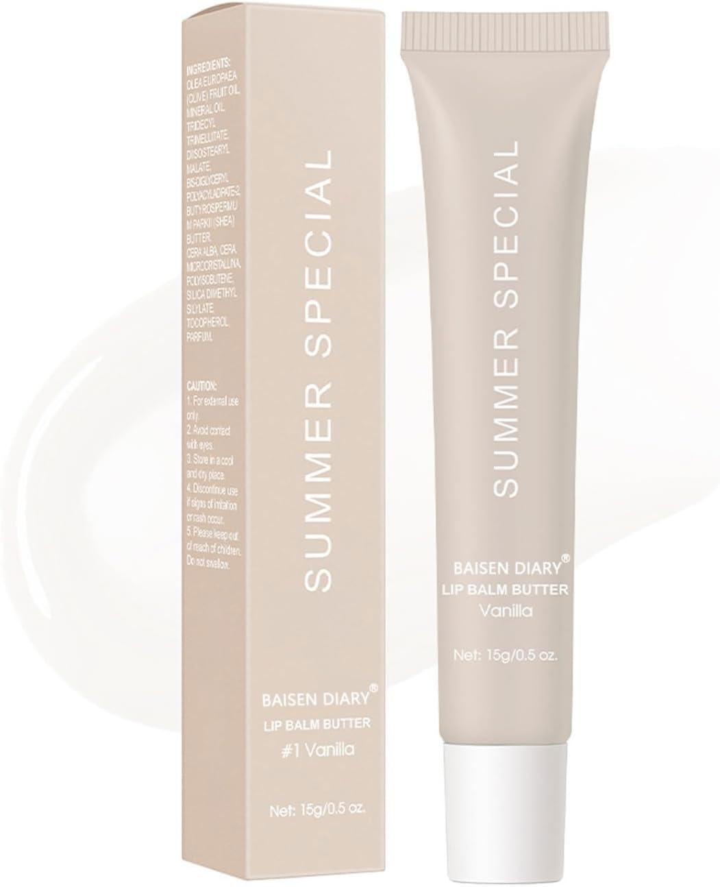 Summer Special Lip Butter Balm - Ultra-Hydrating, Nourishing Lip Care with Natural Ingredients, Shea Butter & Olive Butter, Soothes & Softens Dry Lips (#1 Vanilla, 0.5 Fl Oz (Pack of 1))