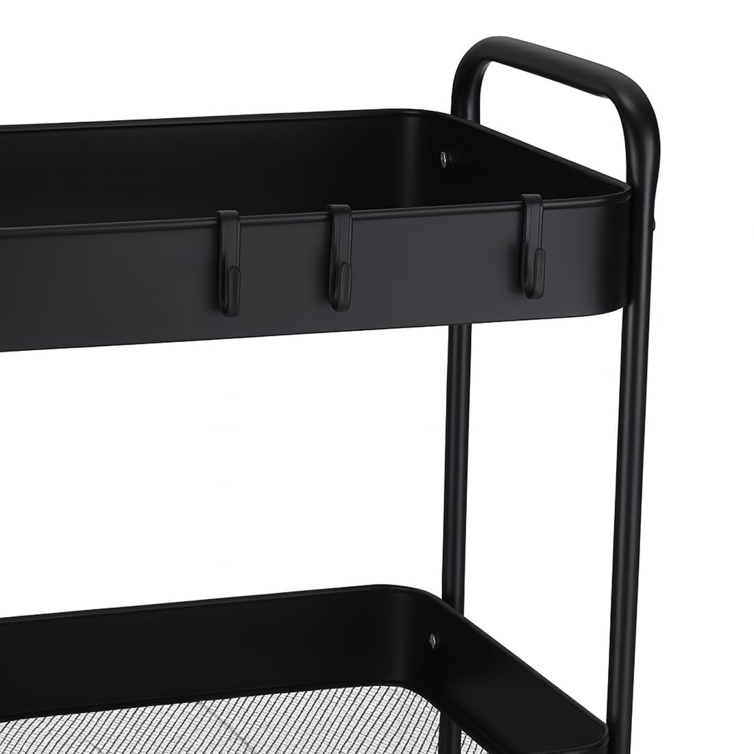 Acomoda Textil - Camarera Auxiliar para Almacenamiento Cómoda, Ligera y Resistente en Cocina, hogar y Restaurante. Carrito de Cocina Multiusos de 3 Niveles con Ruedas 30x45x75 cm. (Negro)