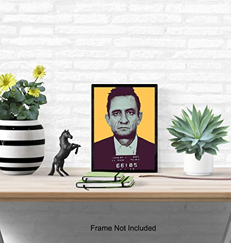 Johnny Cash Folsom Prison Mugshot Poster - 8X10 Andy Warhol Pop Art Wall Art Sign - Cool Unique Modern Home Decor For Living Room, Bedroom, Office - Gift For Country Music, Nashville Fans, Men, Women #TOP3