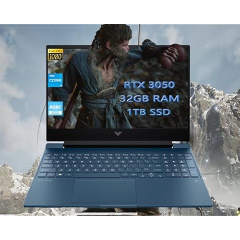 Victus Gamer Laptop Computer by HP, 15.6'' FHD 144Hz HP Gaming Laptops, NVIDIA GeForce RTX 3050, Intel Core i5-12450H, 32GB RAM 1TB SSD, Backlit KB, Wi-Fi 6, Webcam, HDMI, Windows 11 Home, RK Bundle Cover
